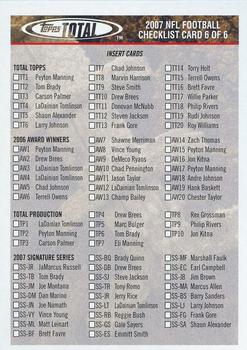 2007 Topps Total - Checklists #6 Checklist: Inserts Front