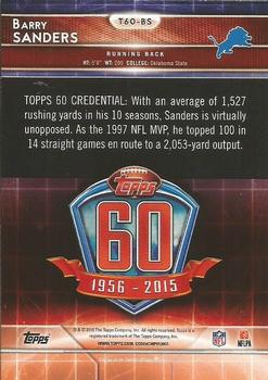 2015 Topps - 60th Anniversary Blue #T60-BS Barry Sanders Back
