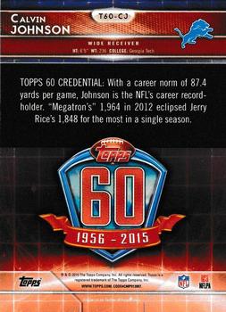 2015 Topps - 60th Anniversary Blue #T60-CJ Calvin Johnson Back