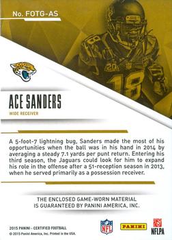 2015 Panini Certified - Fabric of the Game #FOTG-AS Ace Sanders Back