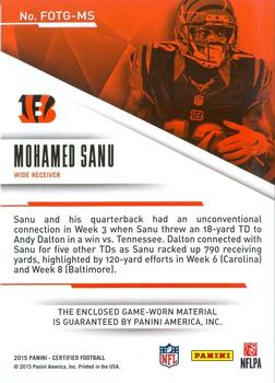 2015 Panini Certified - Fabric of the Game #FOTG-MS Mohamed Sanu Back