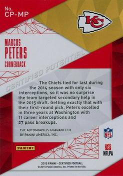 2015 Panini Certified - Certified Potential Autographs Mirror Blue #CP-MP Marcus Peters Back