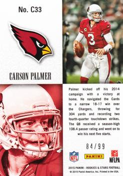 2015 Panini Rookies & Stars - Crusade Red #C33 Carson Palmer Back