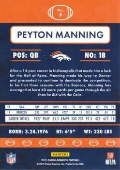 2015 Donruss - Red Foil #5 Peyton Manning Back