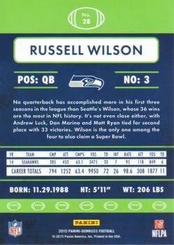 2015 Donruss - Stat Line Career Green #28 Russell Wilson Back