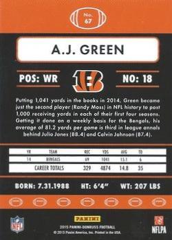 2015 Donruss - Stat Line Career Green #67 A.J. Green Back