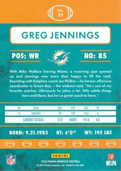 2015 Donruss - Stat Line Career Green #77 Greg Jennings Back