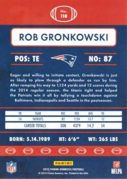 2015 Donruss - Stat Line Career Green #118 Rob Gronkowski Back