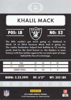 2015 Donruss - Stat Line Career Green #151 Khalil Mack Back