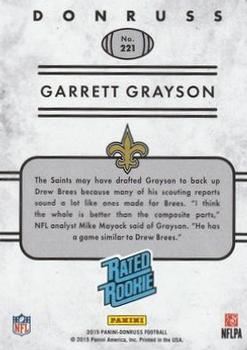 2015 Donruss - Stat Line Career Green #221 Garrett Grayson Back