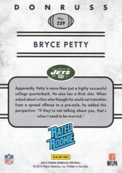 2015 Donruss - Stat Line Career Green #229 Bryce Petty Back