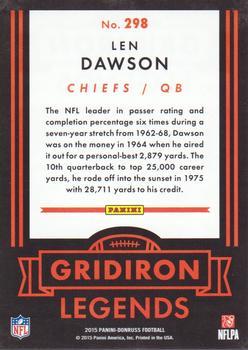 2015 Donruss - Stat Line Career Green #298 Len Dawson Back