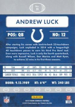 2015 Donruss - Stat Line Season #11 Andrew Luck Back