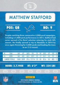 2015 Donruss - Stat Line Season #19 Matthew Stafford Back