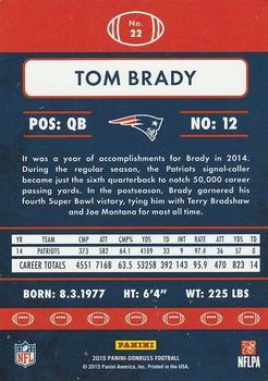 2015 Donruss - Stat Line Season #22 Tom Brady Back