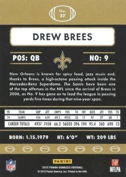 2015 Donruss - Stat Line Season #27 Drew Brees Back