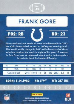 2015 Donruss - Stat Line Season #43 Frank Gore Back