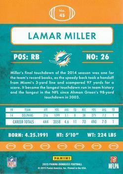 2015 Donruss - Stat Line Season #45 Lamar Miller Back