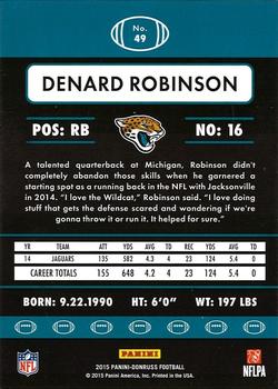 2015 Donruss - Stat Line Season #49 Denard Robinson Back