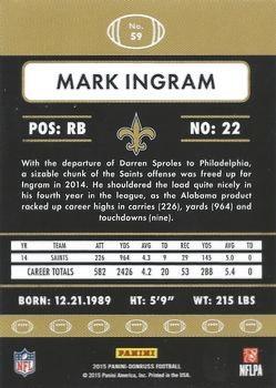 2015 Donruss - Stat Line Season #59 Mark Ingram Back