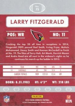 2015 Donruss - Stat Line Season #72 Larry Fitzgerald Back