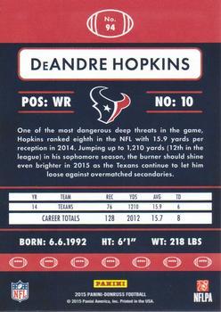 2015 Donruss - Stat Line Season #94 DeAndre Hopkins Back