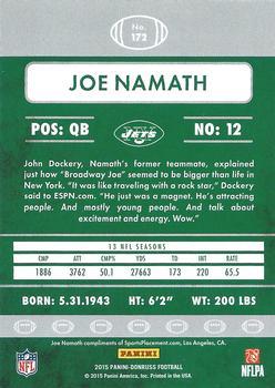 2015 Donruss - Stat Line Season #172 Joe Namath Back