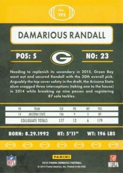2015 Donruss - Stat Line Season #192 Damarious Randall Back