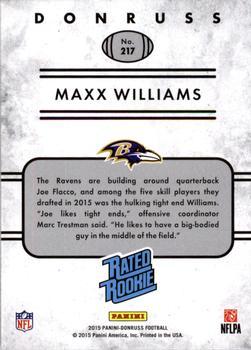 2015 Donruss - Stat Line Season #217 Maxx Williams Back