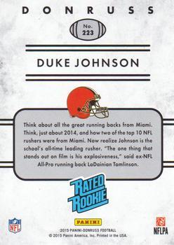 2015 Donruss - Stat Line Season #223 Duke Johnson Back