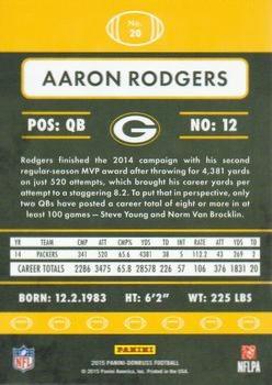 2015 Donruss - Stat Line Years #20 Aaron Rodgers Back