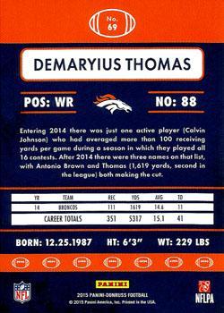 2015 Donruss - Stat Line Years #69 Demaryius Thomas Back