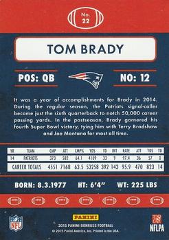 2015 Donruss - Press Proof Blue #22 Tom Brady Back