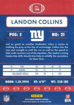 2015 Donruss - Press Proof Blue #198 Landon Collins Back