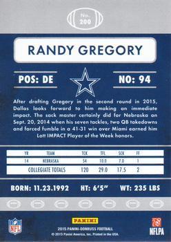 2015 Donruss - Press Proof Blue #200 Randy Gregory Back