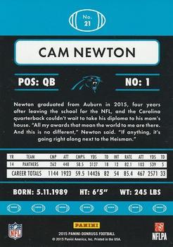 2015 Donruss - Press Proof Silver #21 Cam Newton Back