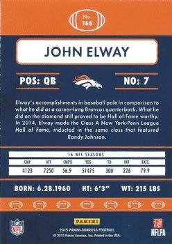 2015 Donruss - Press Proof Silver #166 John Elway Back