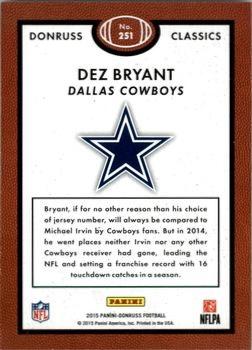 2015 Donruss - Press Proof Silver #251 Dez Bryant Back