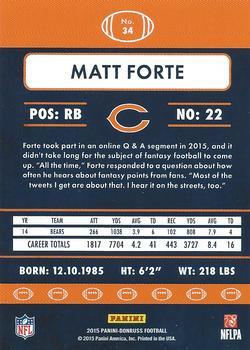 2015 Donruss - Press Proof Black #34 Matt Forte Back