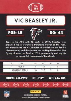 2015 Donruss - Press Proof Black #188 Vic Beasley Jr. Back