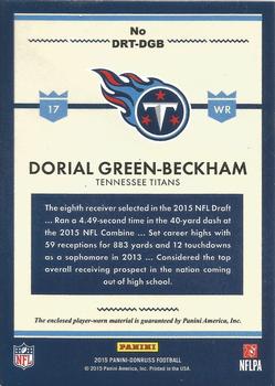 2015 Donruss - Donruss Rookie Threads #DRT-DGB Dorial Green-Beckham Back