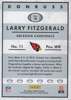 2015 Donruss - Throwback Rookies 1984 #14 Larry Fitzgerald Back
