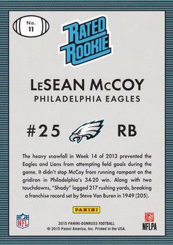 2015 Donruss - Throwback Rookies 1986 #11 LeSean McCoy Back