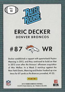 2015 Donruss - Throwback Rookies 1986 #13 Eric Decker Back