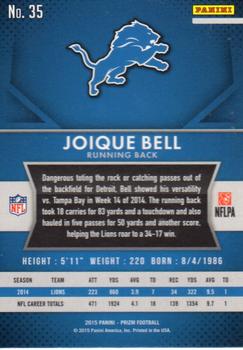 2015 Panini Prizm #35 Joique Bell Back