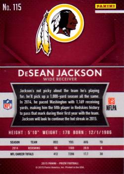 2015 Panini Prizm #115 DeSean Jackson Back