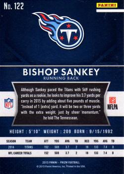 2015 Panini Prizm #122 Bishop Sankey Back