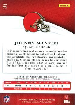 2015 Panini Immaculate Collection #79 Johnny Manziel Back