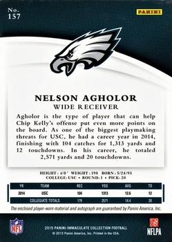 2015 Panini Immaculate Collection #157 Nelson Agholor Back