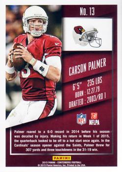 2015 Panini Contenders #13 Carson Palmer Back